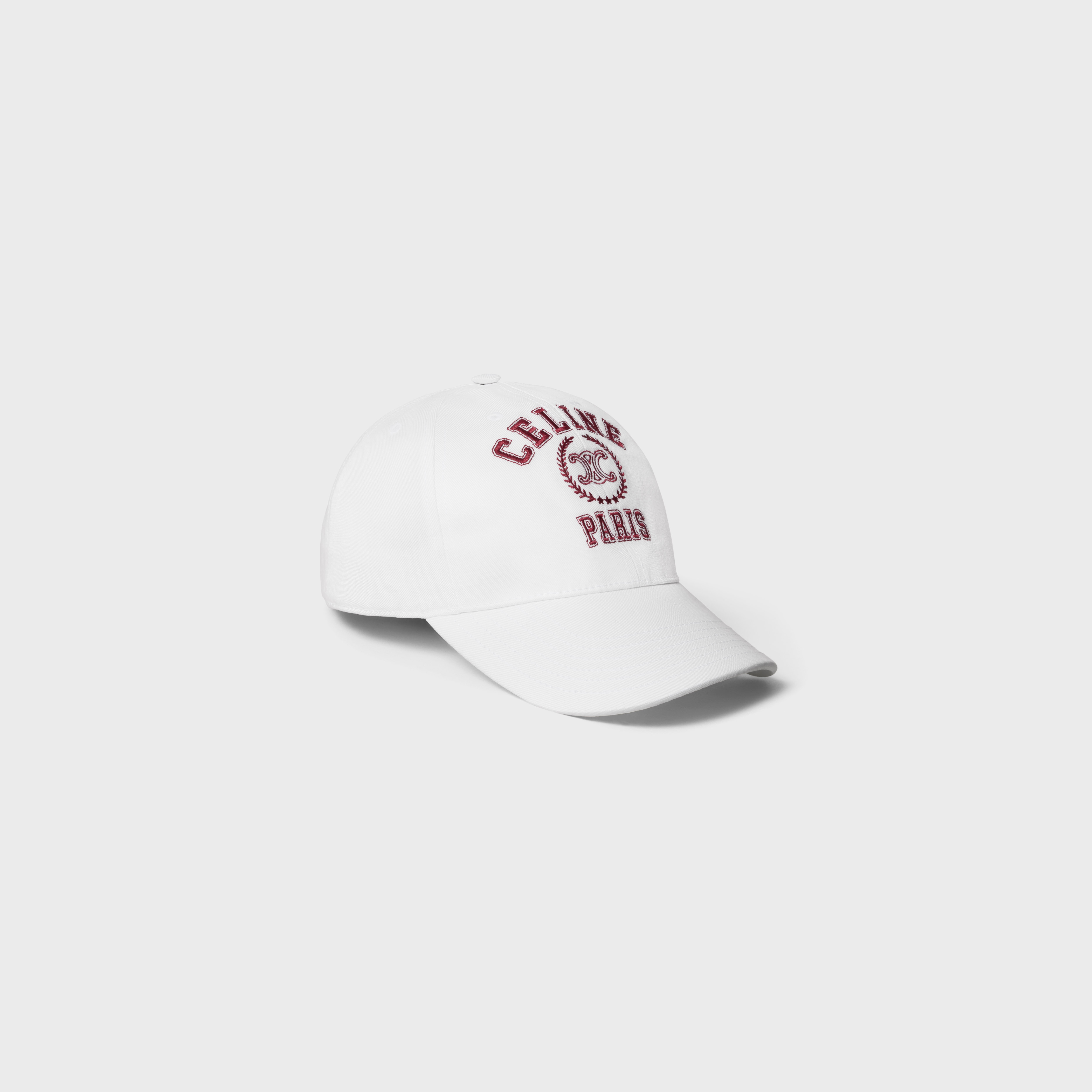 CELINE ホワイトキャップ Mサイズ BASEBALL CAP IN WASHED COTTON GABARDINE - WHITE / BORDEAUX | CELINE